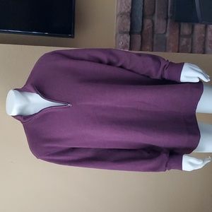 Croft & Barrow Extra Soft Wine Quarter Zip Fleece Lined Pullover SIZE: XL
